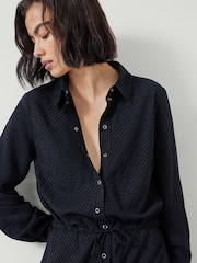 Hush Black Martina Pinstripe Midi Dress - Image 2 of 6