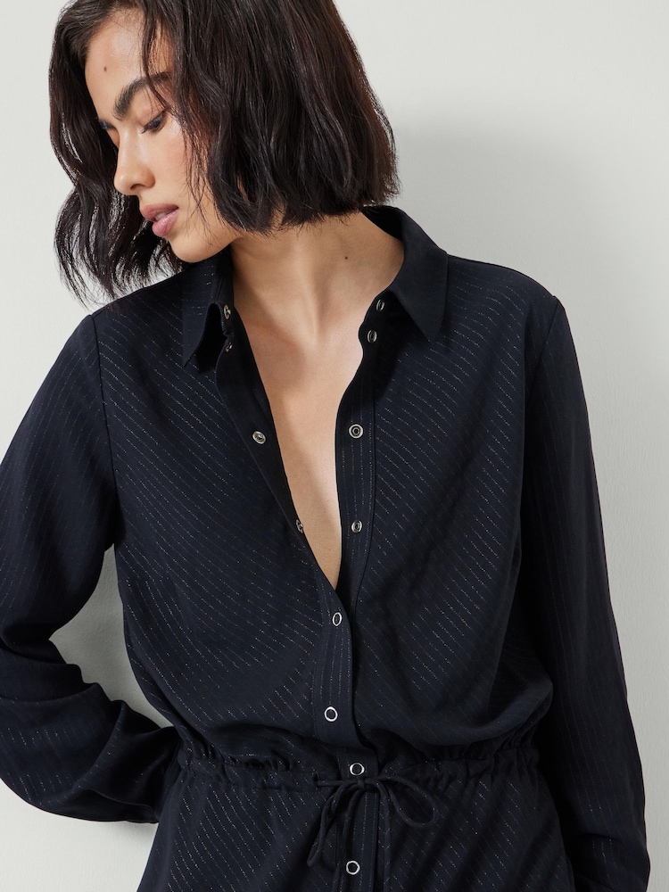 Hush Black Martina Pinstripe Midi Dress - Image 2 of 6