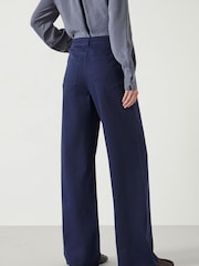 Hush Blue 100% Cotton Rowan Flared Trousers - Image 3 of 6