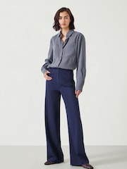 Hush Blue 100% Cotton Rowan Flared Trousers - Image 5 of 6