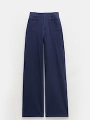 Hush Blue 100% Cotton Rowan Flared Trousers - Image 6 of 6