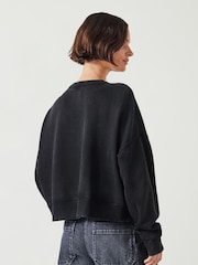 Hush Black Oversized 100% Cotton Micaela Cropped Sweatshirt - Image 3 of 6