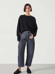 Hush Black Oversized 100% Cotton Micaela Cropped Sweatshirt - Image 5 of 6