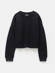 Hush Black Oversized 100% Cotton Micaela Cropped Sweatshirt - Image 6 of 6