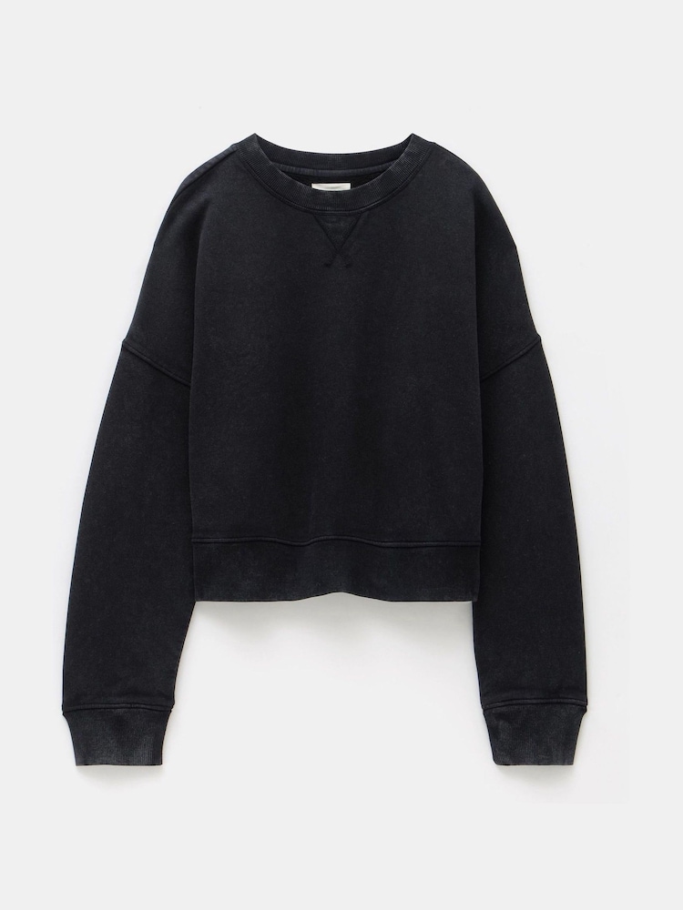 Hush Black Oversized 100% Cotton Micaela Cropped Sweatshirt - Image 6 of 6