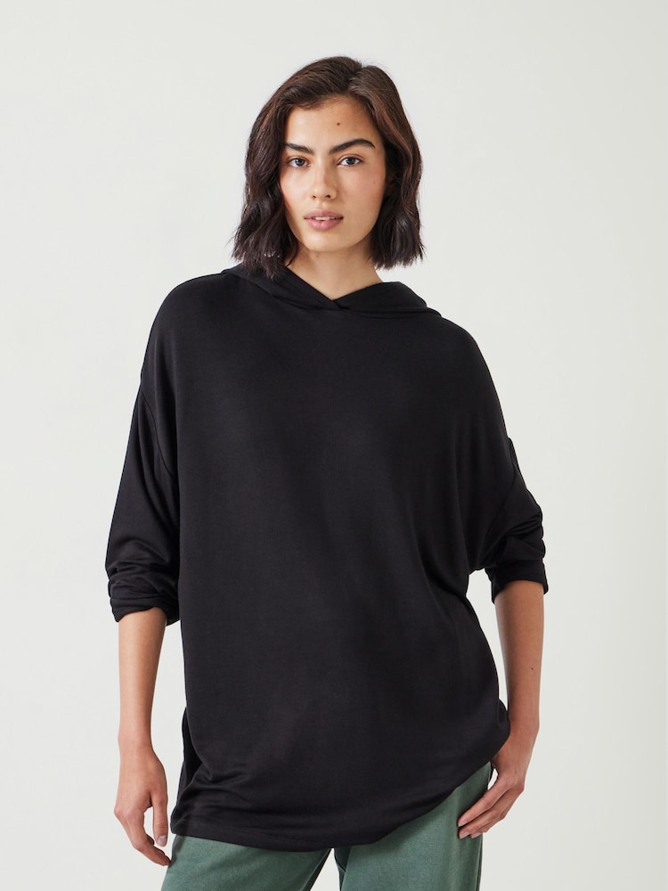 Hush Black Oversized Noah Lightweight Longline Hoodie - Image 1 of 5