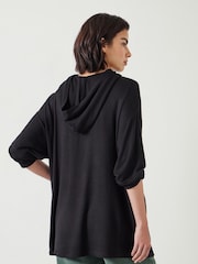 Hush Black Oversized Noah Lightweight Longline Hoodie - Image 3 of 5