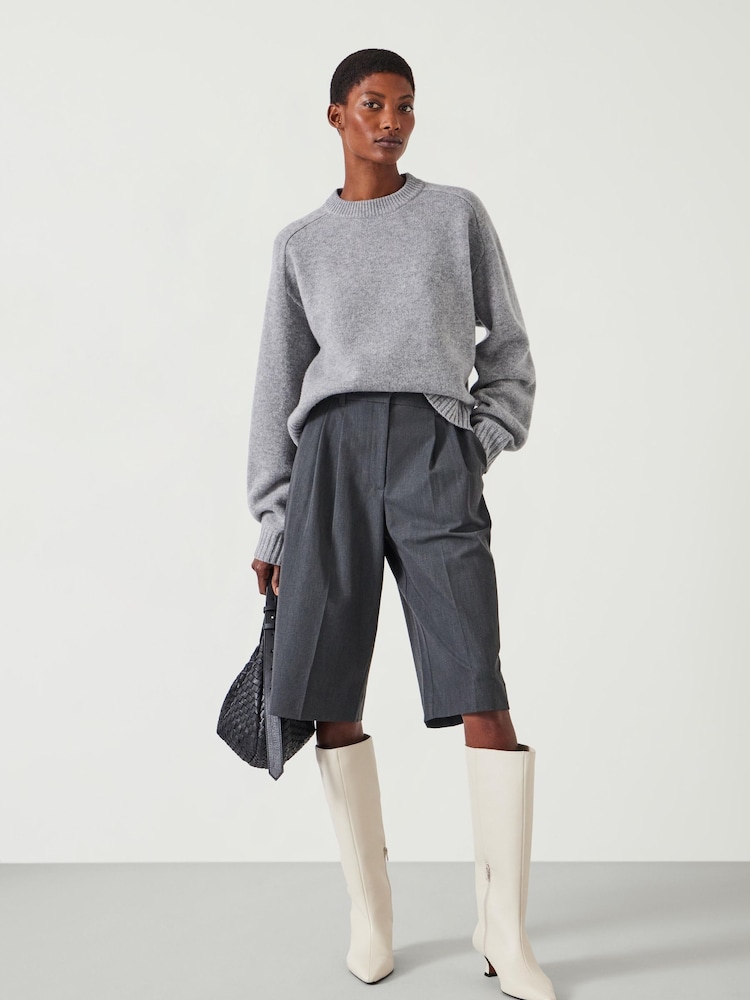 Hush Grey Nina Merino Wool Cropped Jumper - Image 2 of 5