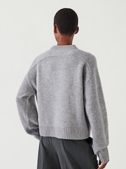 Hush Grey Nina Merino Wool Cropped Jumper - Image 3 of 5