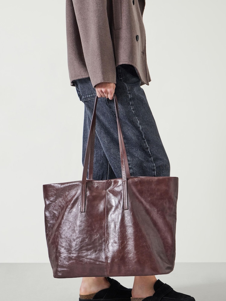 Hush Brown Winter Patent Leather Tote - Image 1 of 5