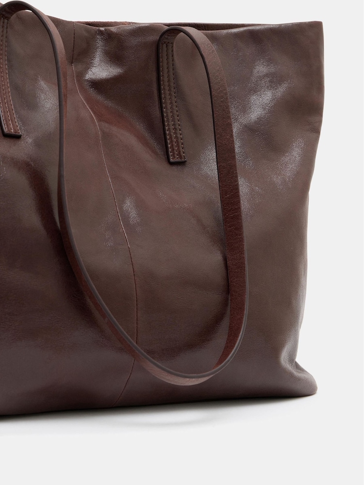 Hush Brown Winter Patent Leather Tote - Image 5 of 5