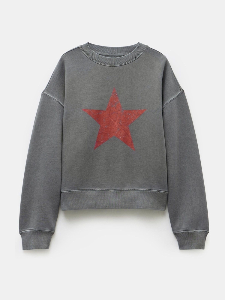Hush Red Roxy Metallic Star Relaxed 100% Cotton Sweatshirt - Image 2 of 2