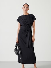 Hush Black 100% Cotton Trinny Stretch Jersey Midi Dress - Image 1 of 6