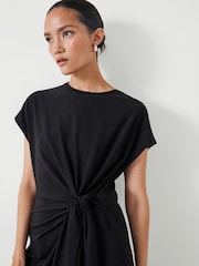Hush Black 100% Cotton Trinny Stretch Jersey Midi Dress - Image 2 of 6