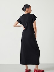 Hush Black 100% Cotton Trinny Stretch Jersey Midi Dress - Image 3 of 6