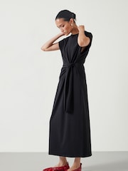 Hush Black 100% Cotton Trinny Stretch Jersey Midi Dress - Image 4 of 6