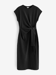 Hush Black 100% Cotton Trinny Stretch Jersey Midi Dress - Image 5 of 6