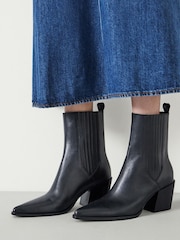 Hush Black Western Leather Chelsea Boots - Image 1 of 6