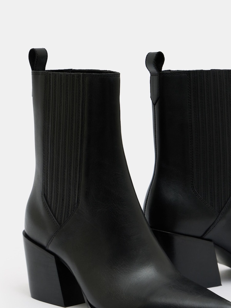 Hush Black Western Leather Chelsea Boots - Image 6 of 6