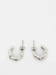 Hush Silver Tone Wave Huggie Hoop Earrings - Image 2 of 4