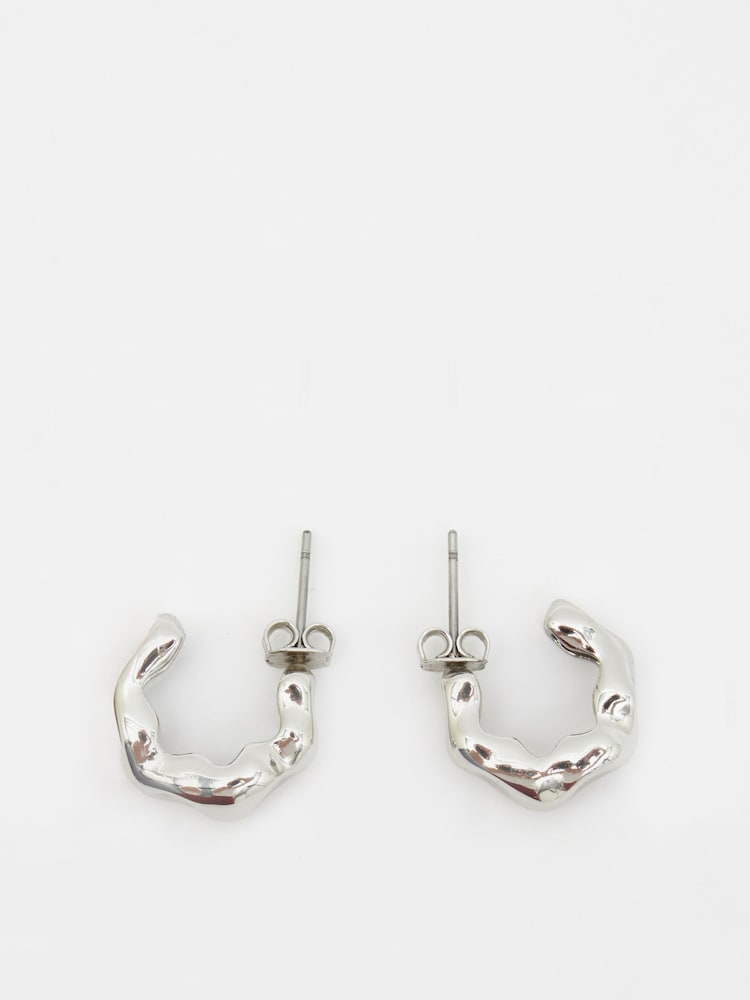 Hush Silver Tone Wave Huggie Hoop Earrings - Image 2 of 4