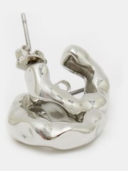 Hush Silver Tone Wave Huggie Hoop Earrings - Image 3 of 4