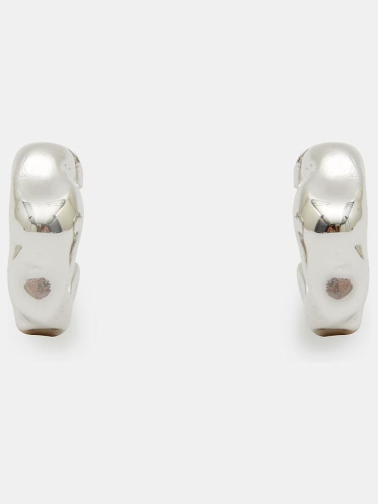 Hush Silver Tone Wave Huggie Hoop Earrings - Image 4 of 4