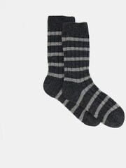 Hush Black Wool Stripe Socks - Image 1 of 3