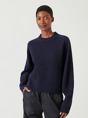 Hush Blue Nina Merino Wool Cropped Jumper - Image 1 of 6