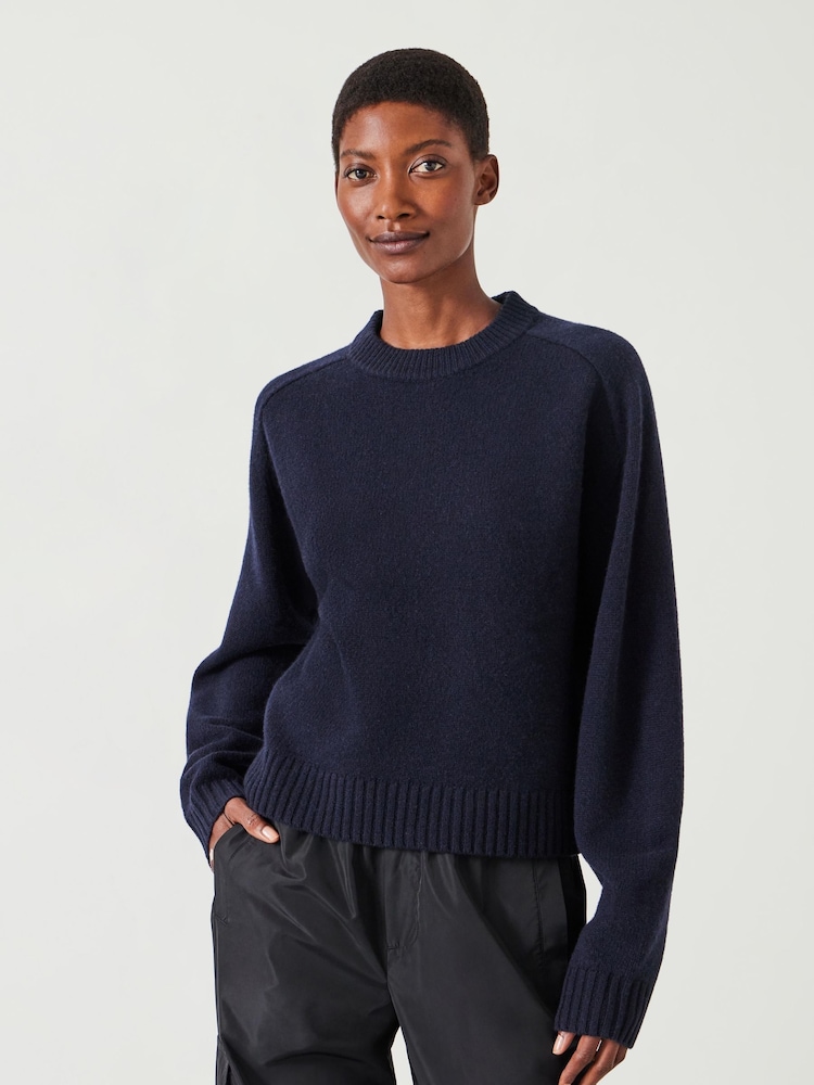 Hush Blue Nina Merino Wool Cropped Jumper - Image 1 of 6