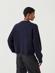 Hush Blue Nina Merino Wool Cropped Jumper - Image 3 of 6