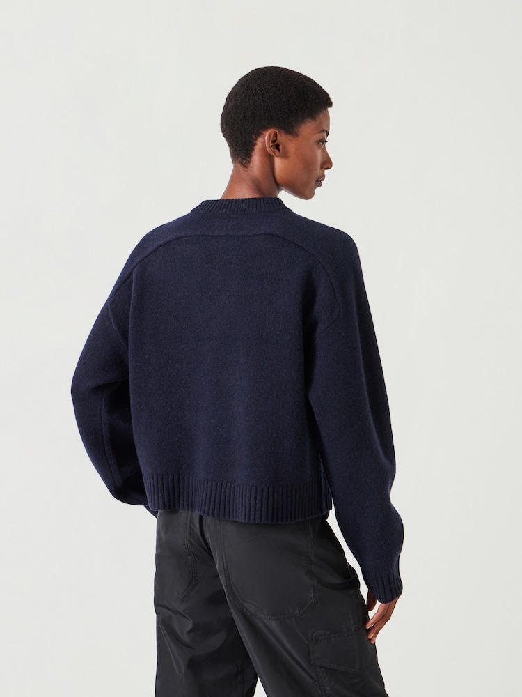 Hush Blue Nina Merino Wool Cropped Jumper - Image 3 of 6
