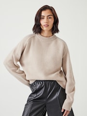 Hush Cream Nina Merino Wool Cropped Jumper - Image 1 of 6