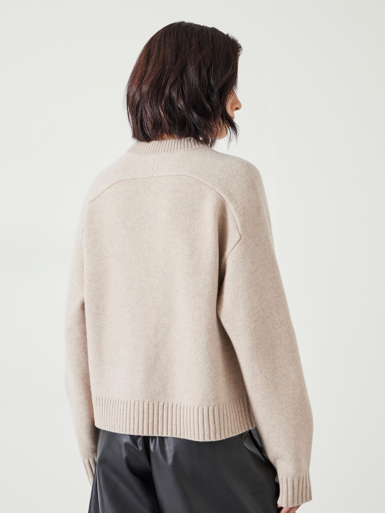 Hush Cream Nina Merino Wool Cropped Jumper - Image 3 of 6