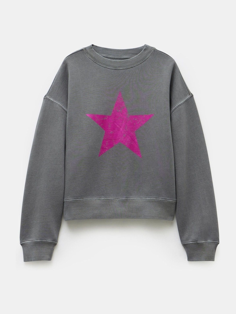 Hush Pink Relaxed Roxy Metallic Star 100% Cotton Sweatshirt - Image 4 of 4