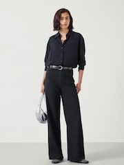 Hush Black 100% Cotton Rowan Flared Trousers - Image 1 of 5