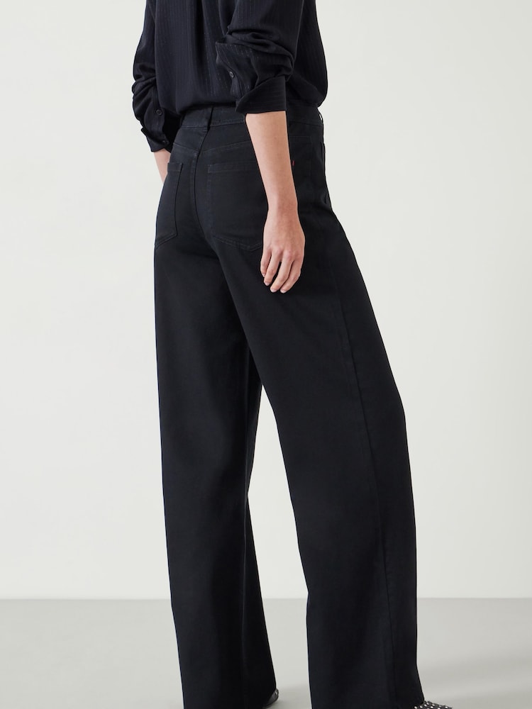 Hush Black 100% Cotton Rowan Flared Trousers - Image 2 of 5