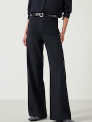 Hush Black 100% Cotton Rowan Flared Trousers - Image 3 of 5