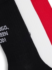 HUGO Red Cotton Blend Socks 3 Pack In A Short Length - Image 2 of 3