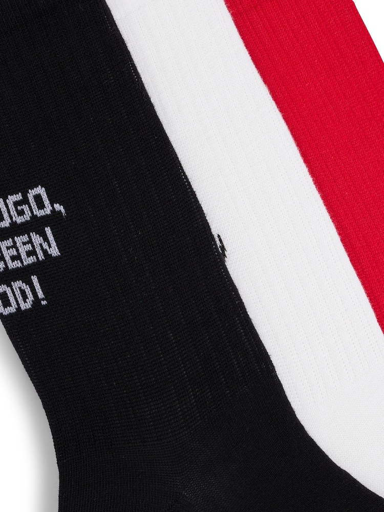 HUGO Red Cotton Blend Socks 3 Pack In A Short Length - Image 2 of 3