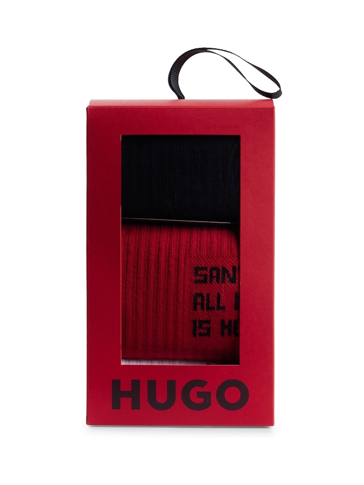 HUGO Red Cotton Blend Socks 3 Pack In A Short Length - Image 3 of 3