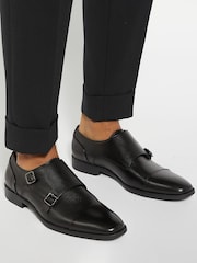 Dune London Black Standard Fit Satchin Flex Sole Toecap Monk Shoes - Image 1 of 6