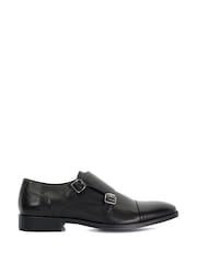 Dune London Black Standard Fit Satchin Flex Sole Toecap Monk Shoes - Image 2 of 6