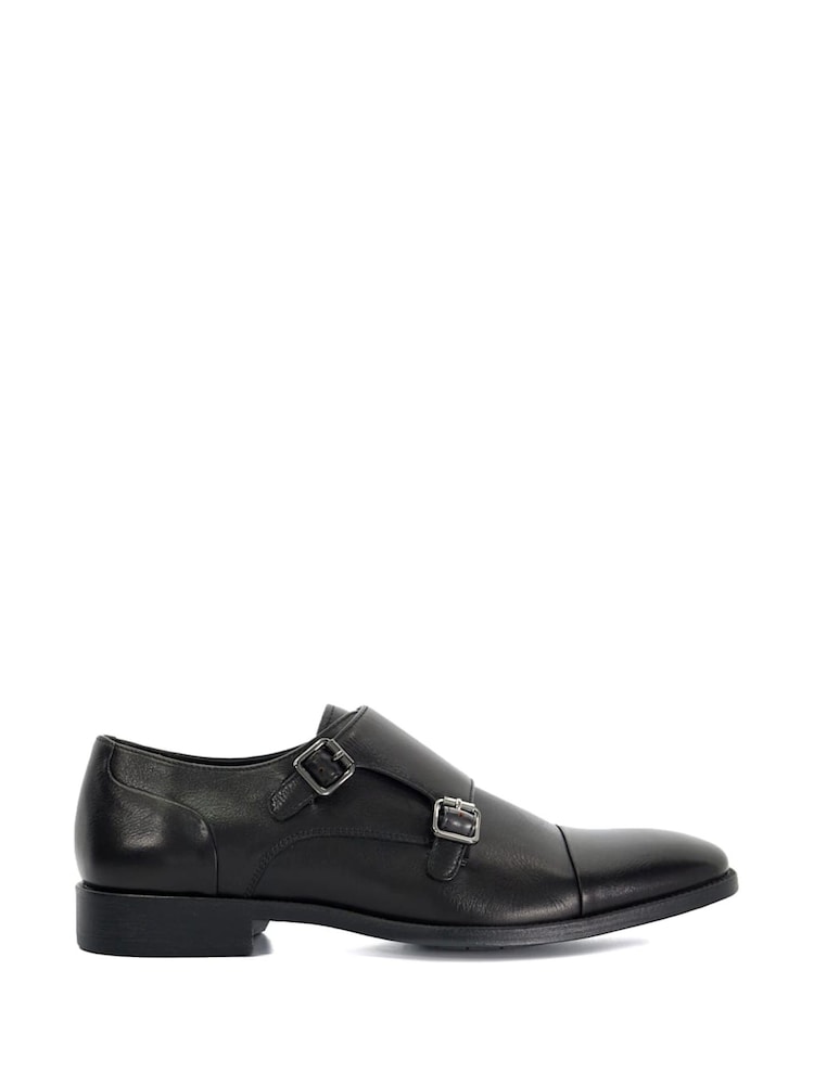 Dune London Black Standard Fit Satchin Flex Sole Toecap Monk Shoes - Image 2 of 6