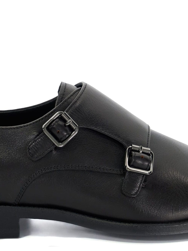Dune London Black Standard Fit Satchin Flex Sole Toecap Monk Shoes - Image 6 of 6