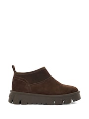 Dune London Brown Chrome Pod Faux Fur Lined Cropped Ankle Boots - Image 2 of 6