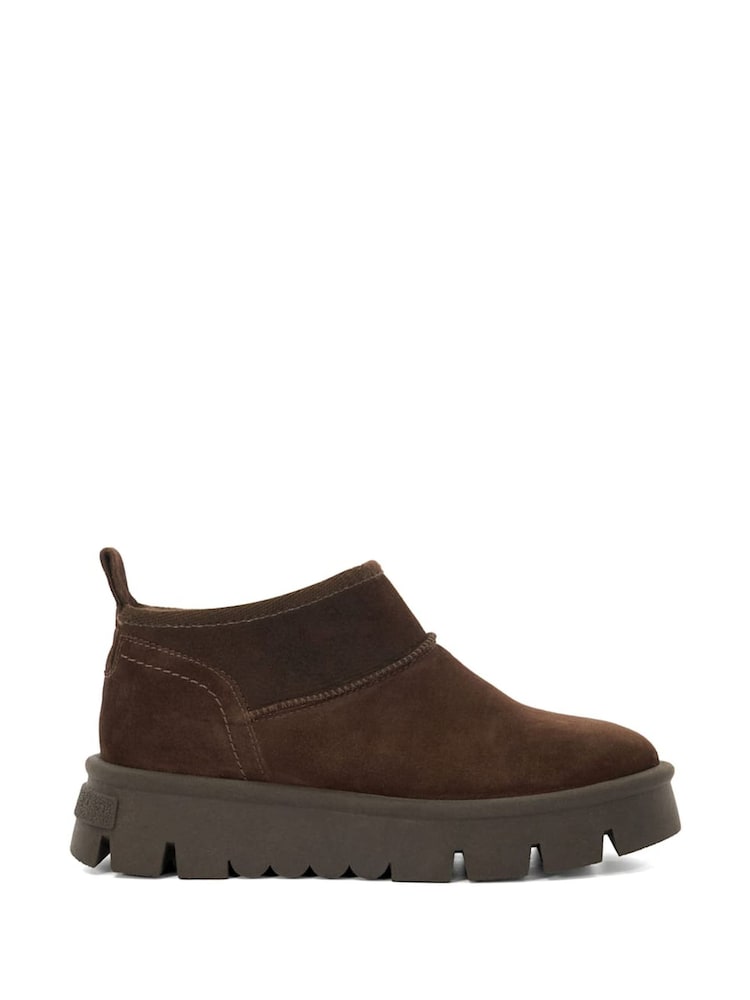 Dune London Brown Chrome Pod Faux Fur Lined Cropped Ankle Boots - Image 2 of 6