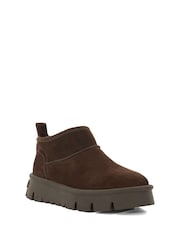 Dune London Brown Chrome Pod Faux Fur Lined Cropped Ankle Boots - Image 3 of 6