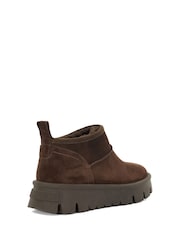 Dune London Brown Chrome Pod Faux Fur Lined Cropped Ankle Boots - Image 4 of 6