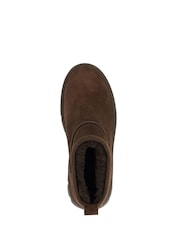 Dune London Brown Chrome Pod Faux Fur Lined Cropped Ankle Boots - Image 5 of 6